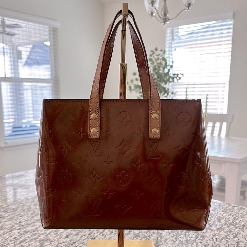Louis Vuitton Reade PM Brown Bronze Vernis Monogram Tote Hand Bag